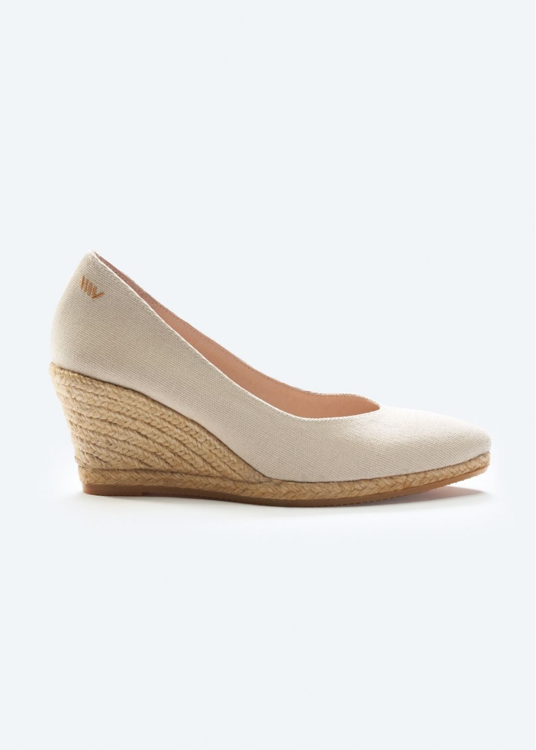 Roses V Cut Canvas Women s Wedges Natural Jute Viscata