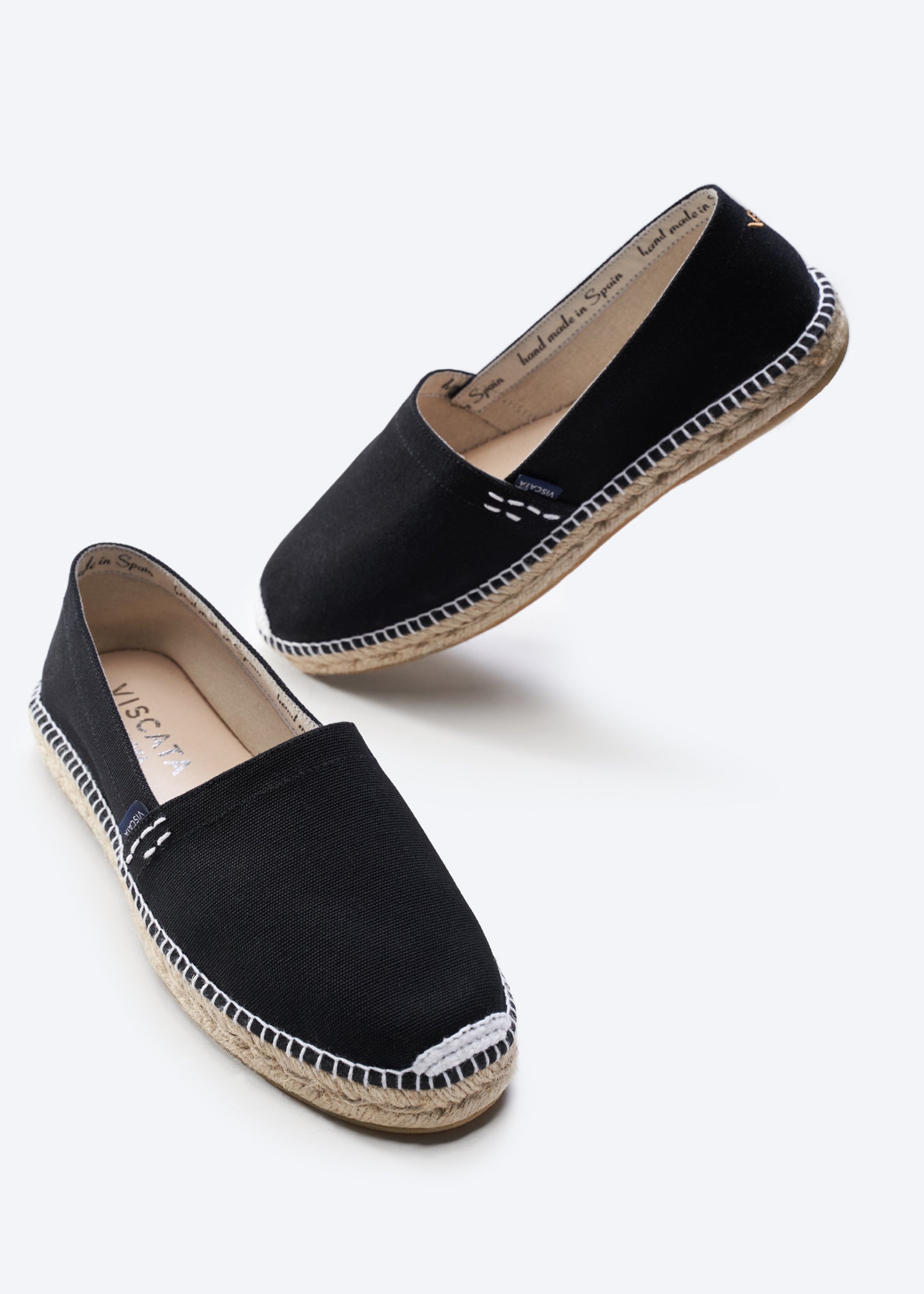 Viscata Begur Black Canvas Slip On Men Espadrille Flats