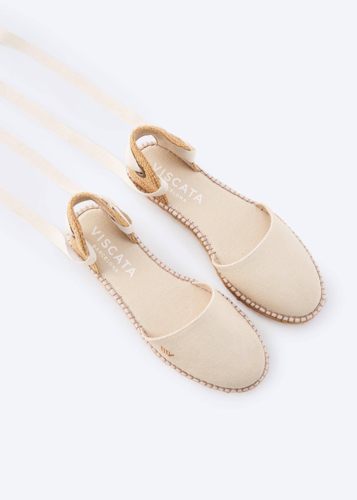 Viscata Candell Beige Canvas Lace Up Espadrille Flats