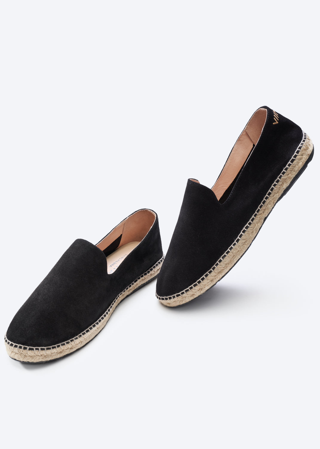 Capsasal Black Suede Slippers Men Jute Espadrilles