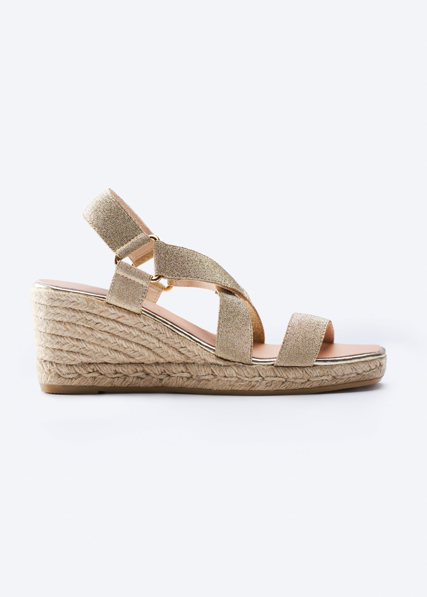 Dalia Gold Elastic Slingback Women Espadrille Wedge