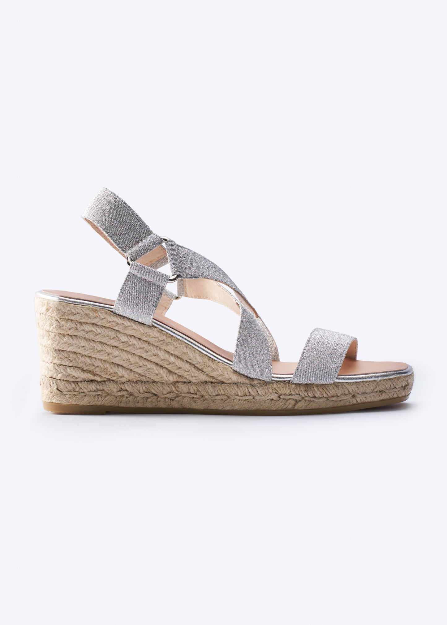 Dalia Silver Elastic Slingback Women Espadrille Wedge