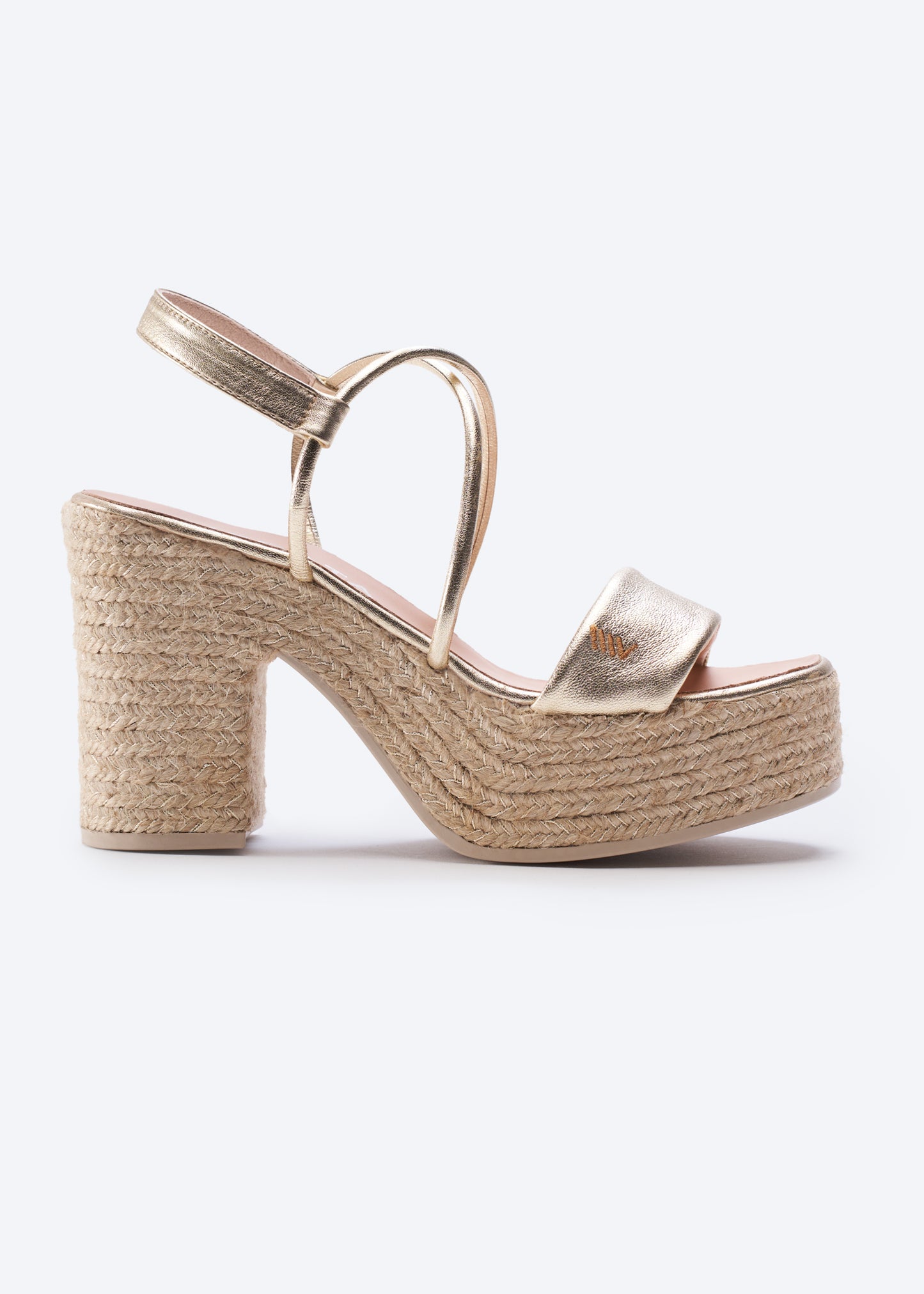 Elia Gold Leather Women Espadrille Sandal Heel