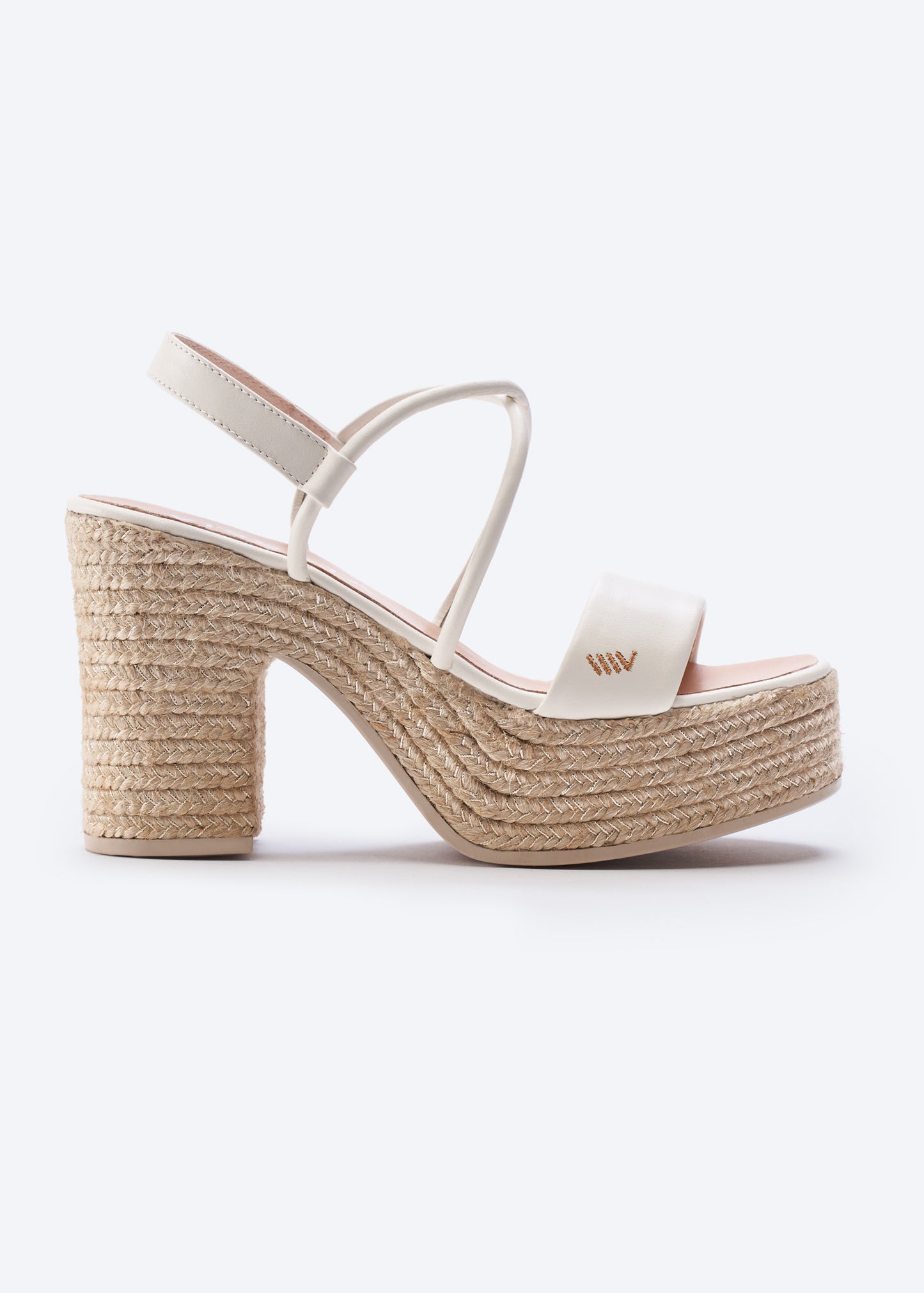 Elia Ivory Leather Women Espadrille Sandal Heel