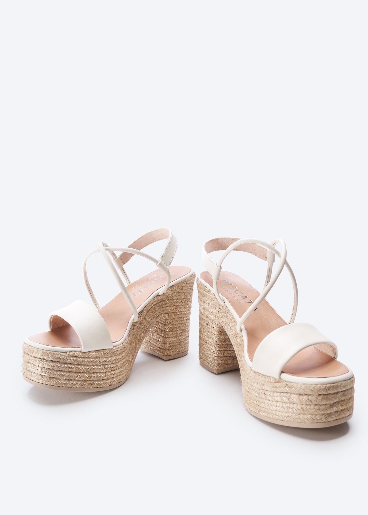 Elia Ivory Leather Women Espadrille Sandal Heels