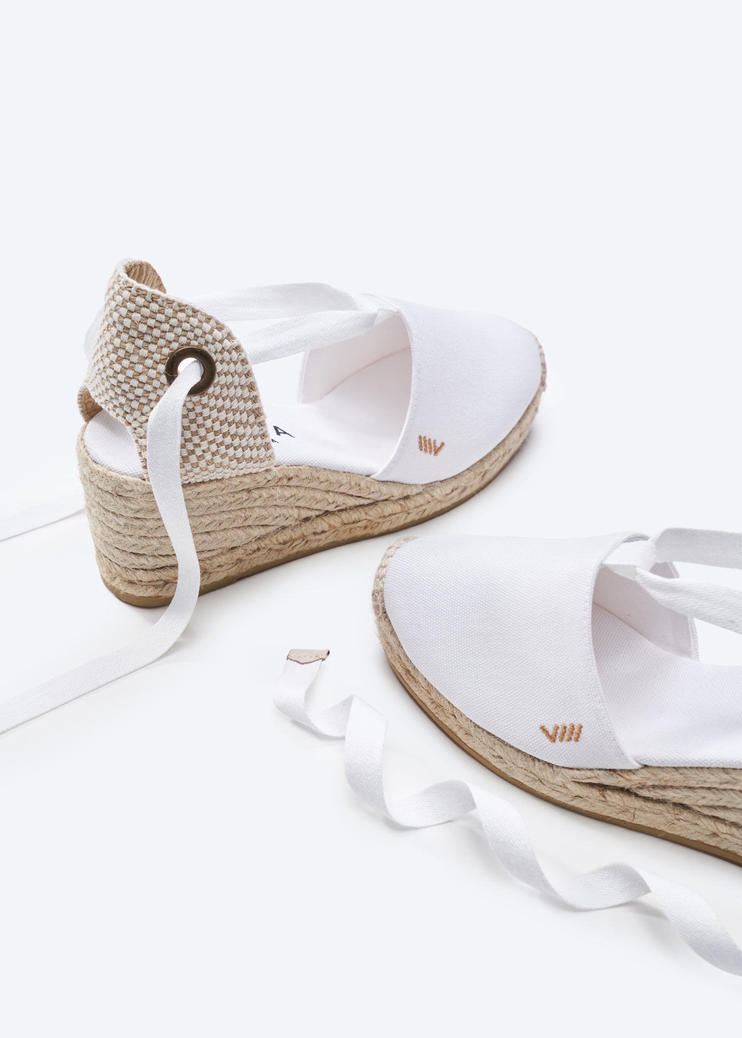 Round-toe shops canvas espadrille wedges.