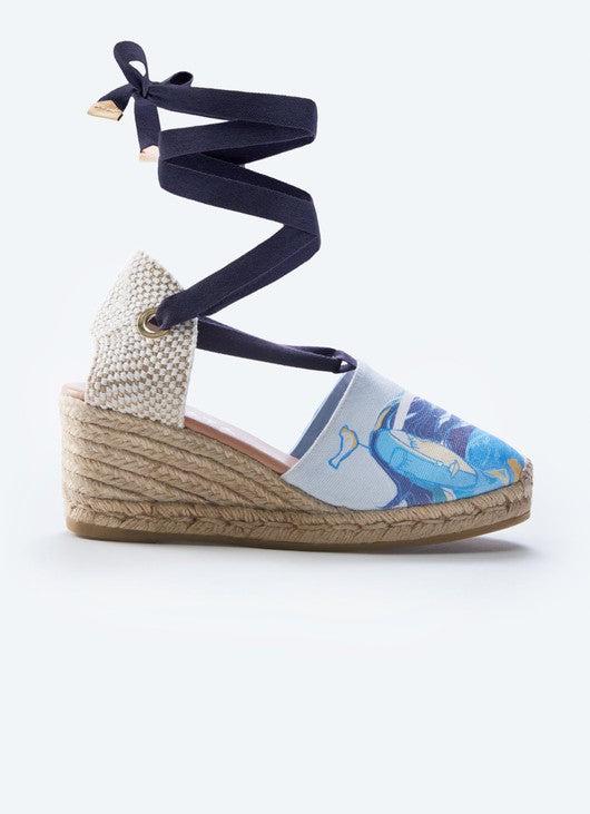 Escala Mediterranean Dreams Canvas Espadrille Wedges