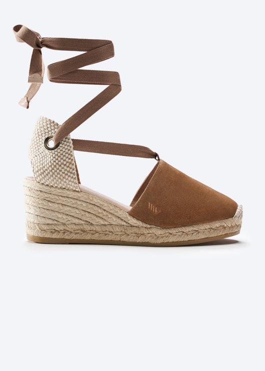 Fosca suede camel lace up espadrille