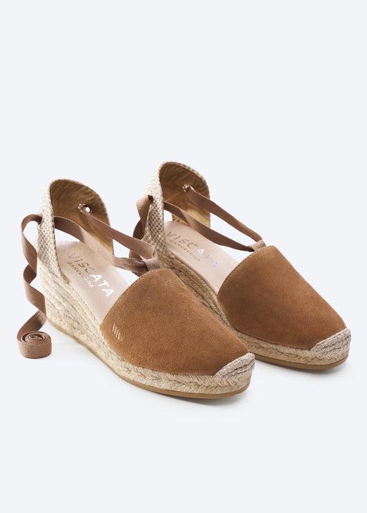 Fosca suede camel lace up espadrilles