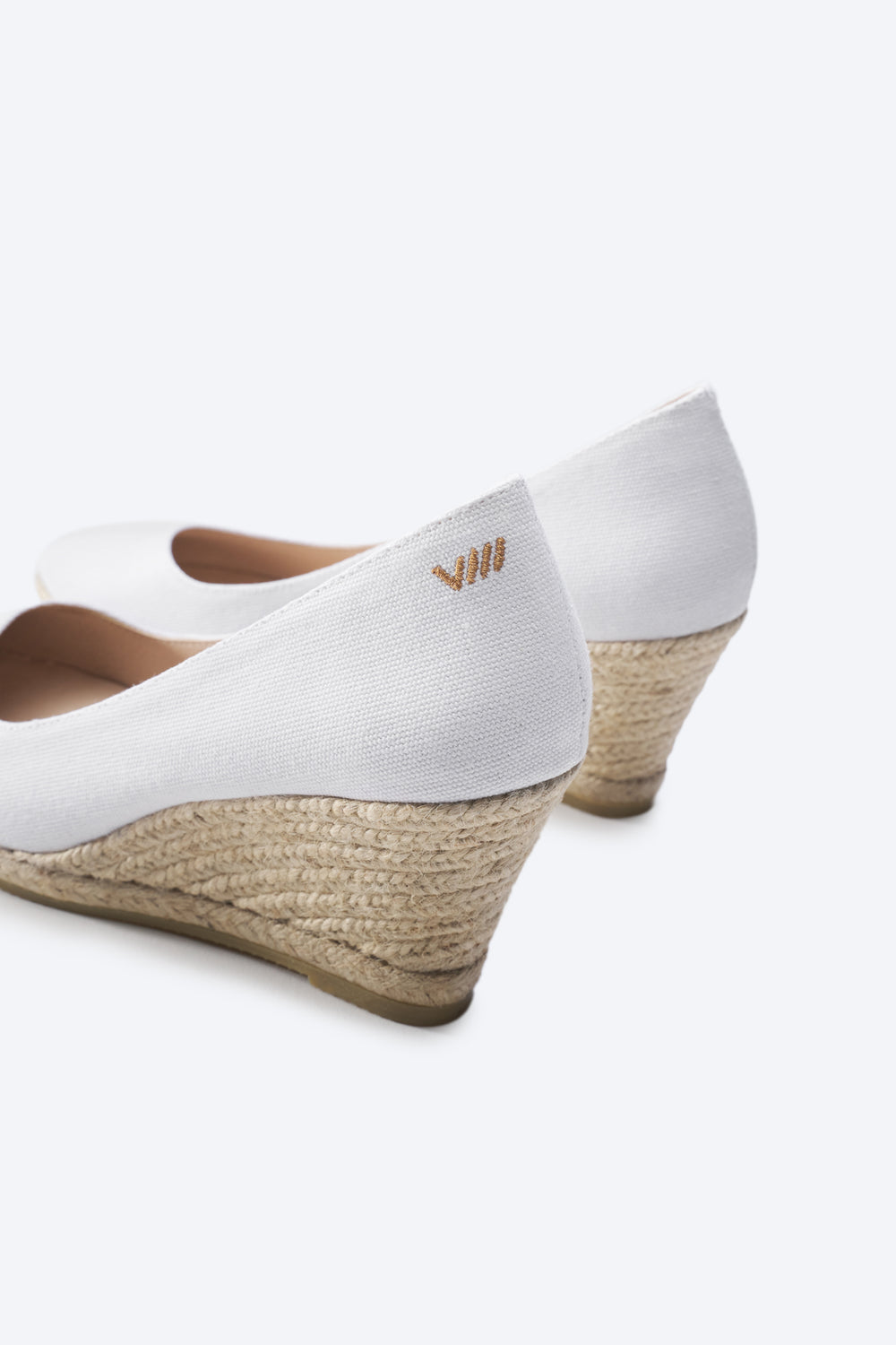 Roses U Cut Limited Edition White Canvas Slip On Women Espadrille Wedges Back Detail