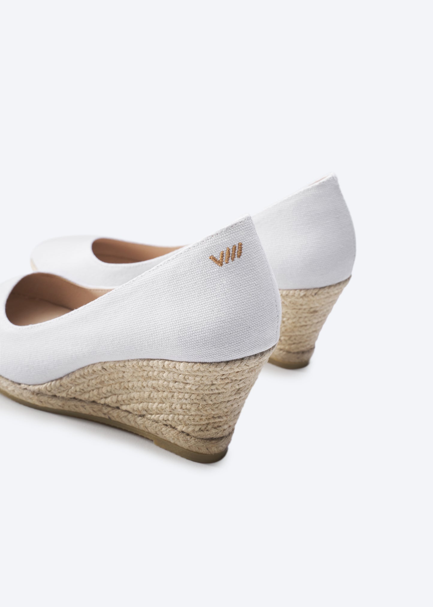 Roses U Cut Limited Edition White Canvas Slip On Women Espadrille Wedges Back Detail