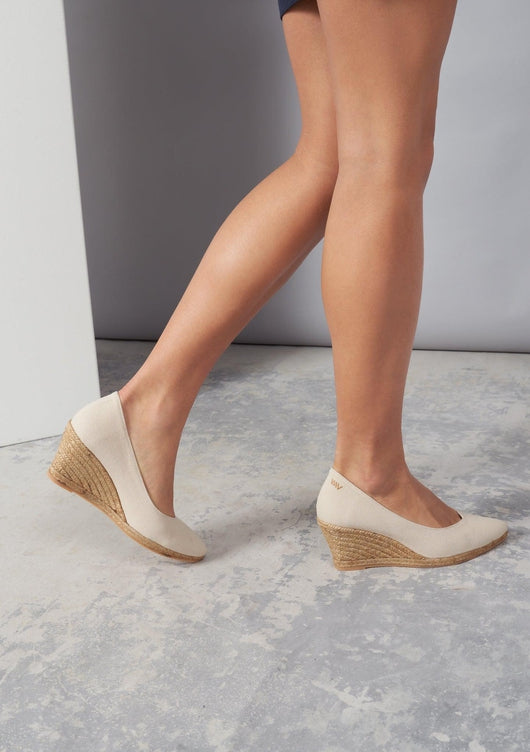 Roses Canvas V Cut Espadrille Wedges