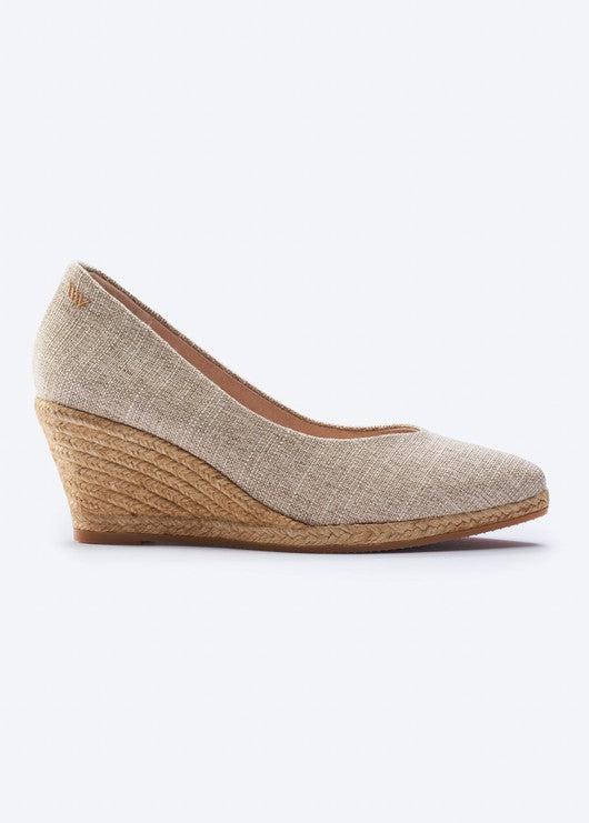 Gold Peep Toe Espadrille