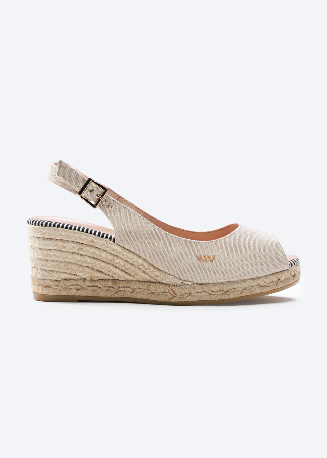 Gavina Beige Canvas Slingback Women Espadrille Wedge