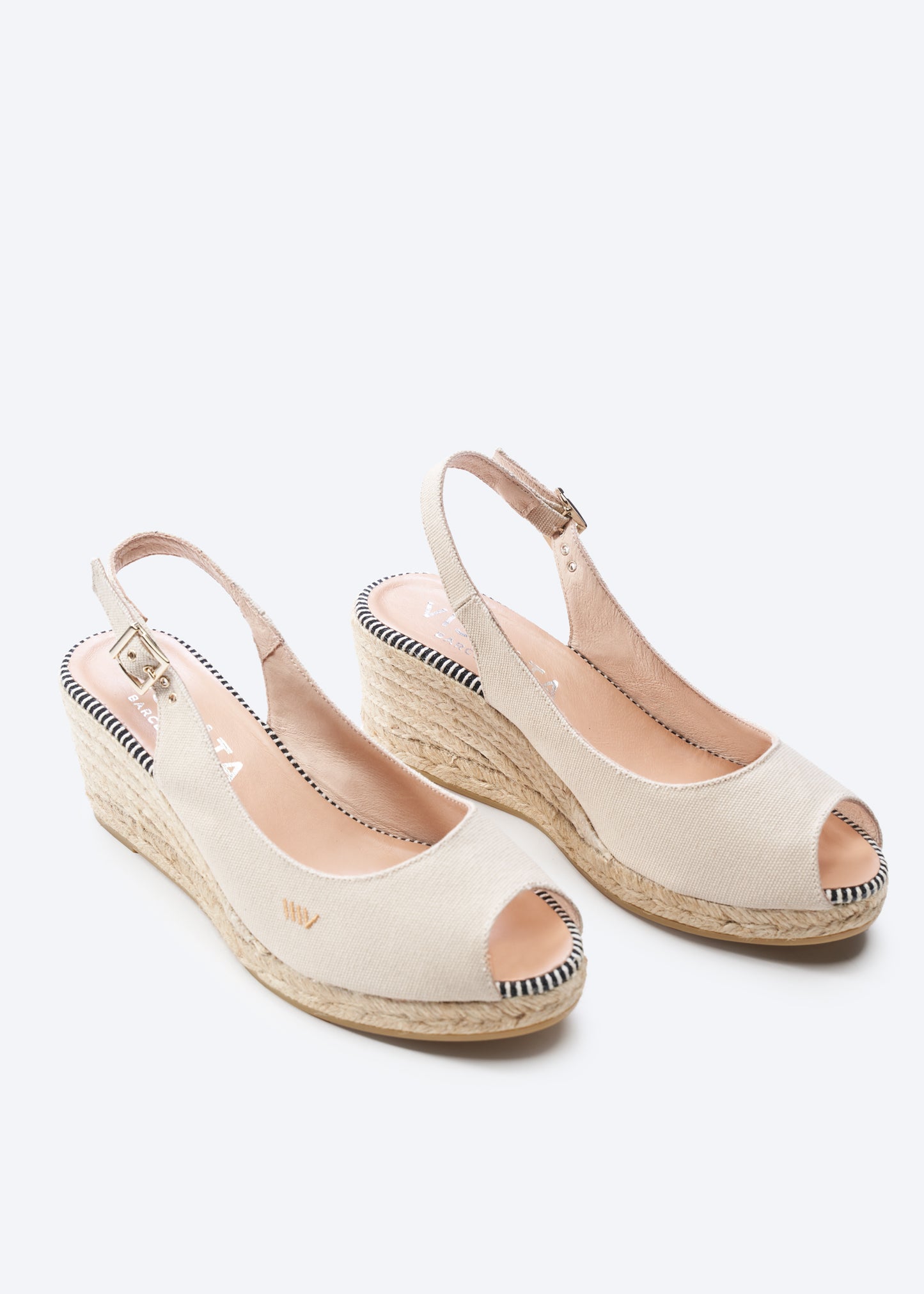 Gavina Beige Canvas Slingback Women Espadrille Open Toe Wedges