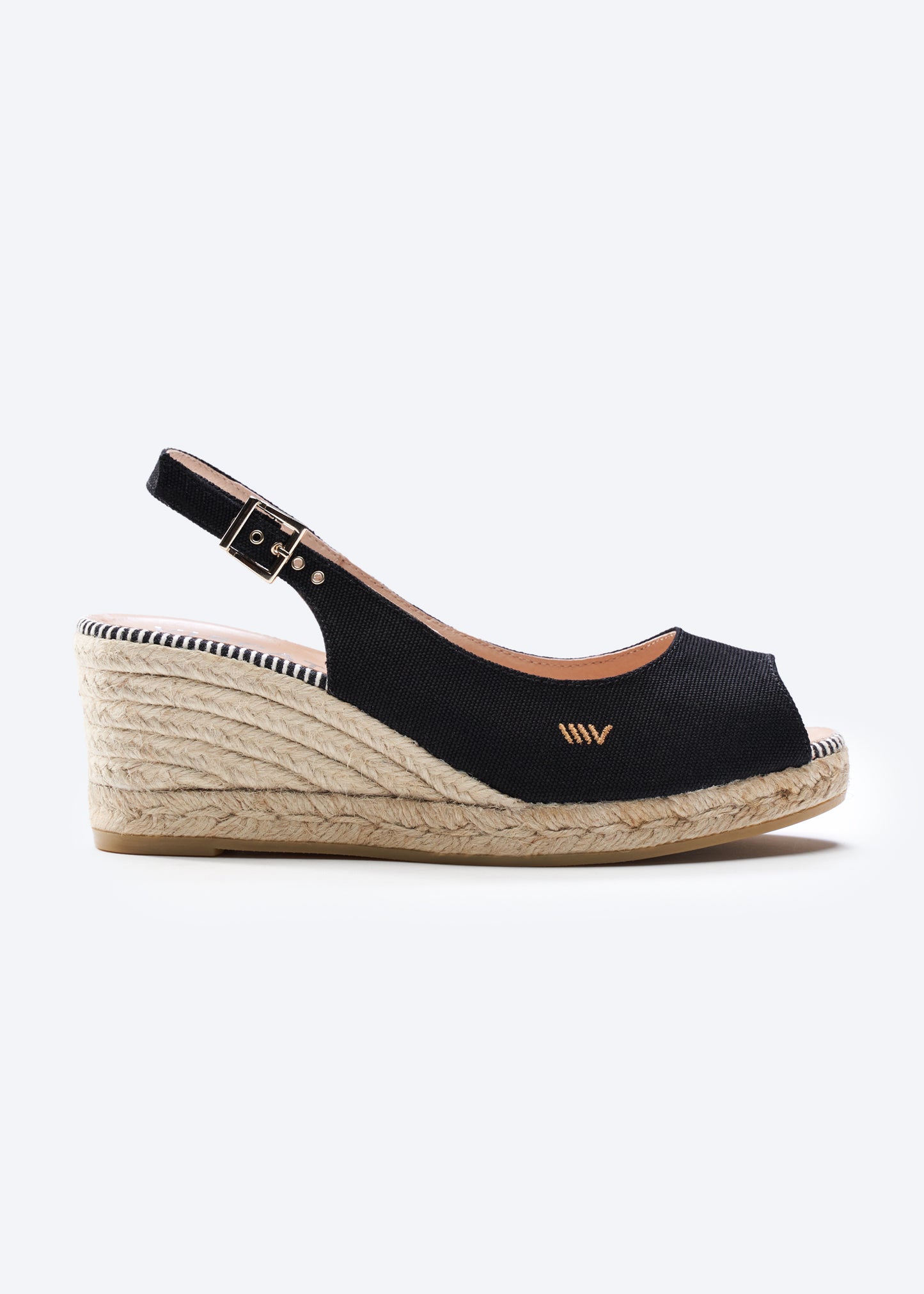 Gavina Black Canvas Slingback Women Espadrille Wedge