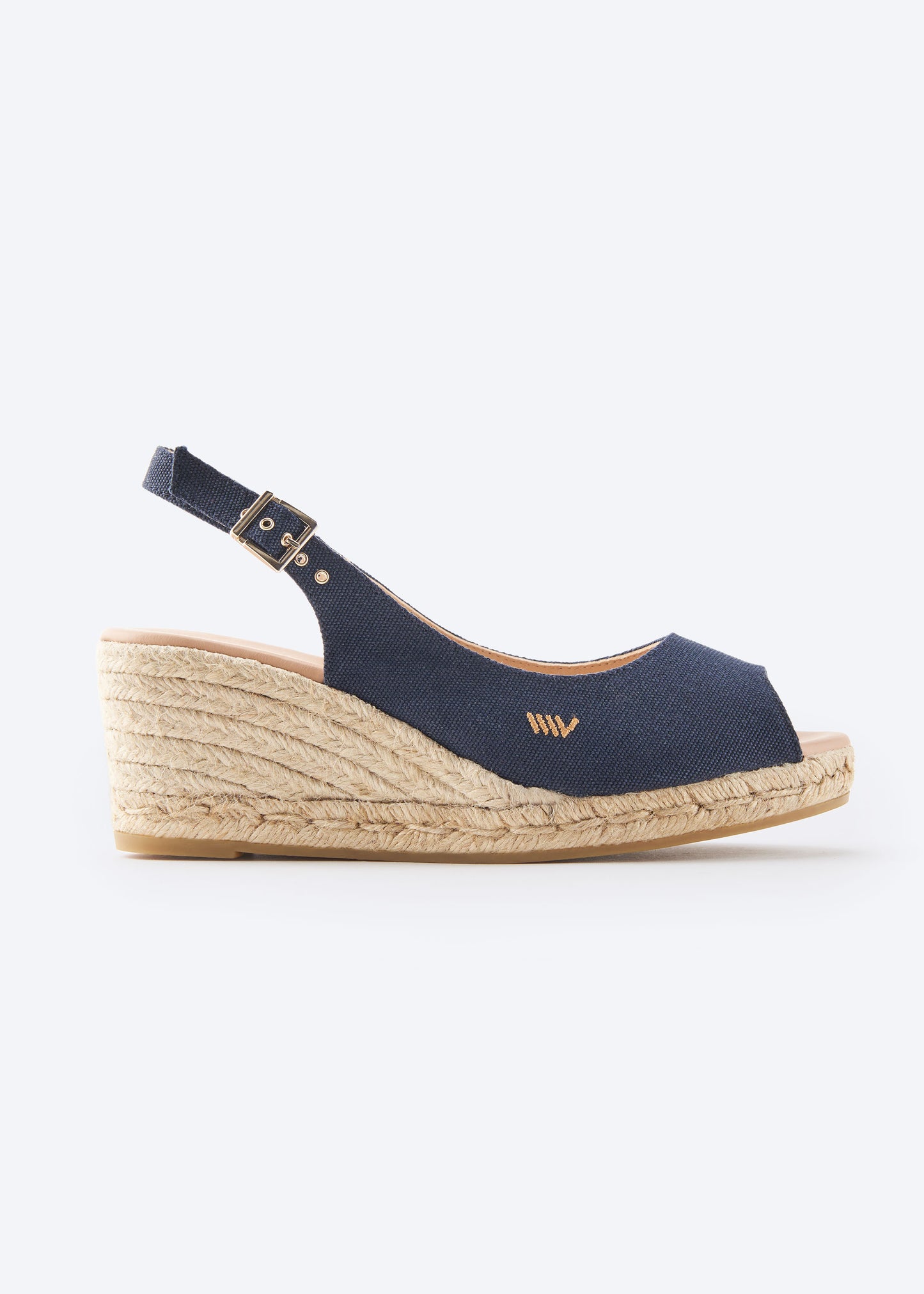 Gavina Navy Blue Canvas Slingback Women Espadrille Wedge