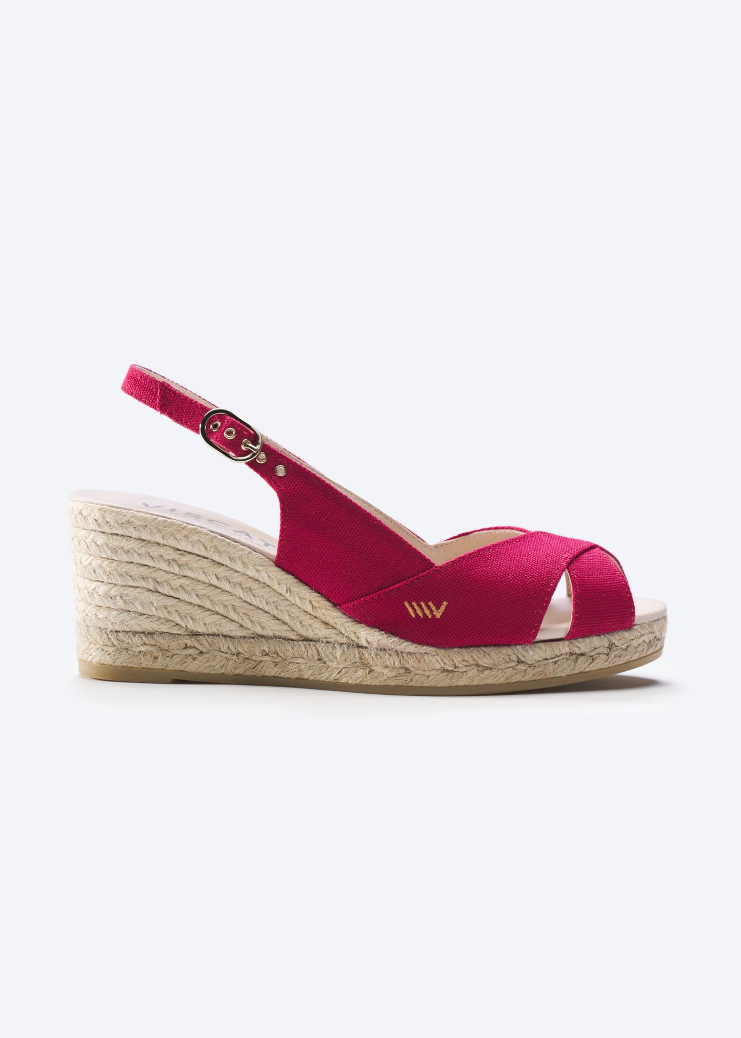 Llansa Crossed Open Toe Limited Edition Cherry Canvas Slingback Women Espadrille Wedge