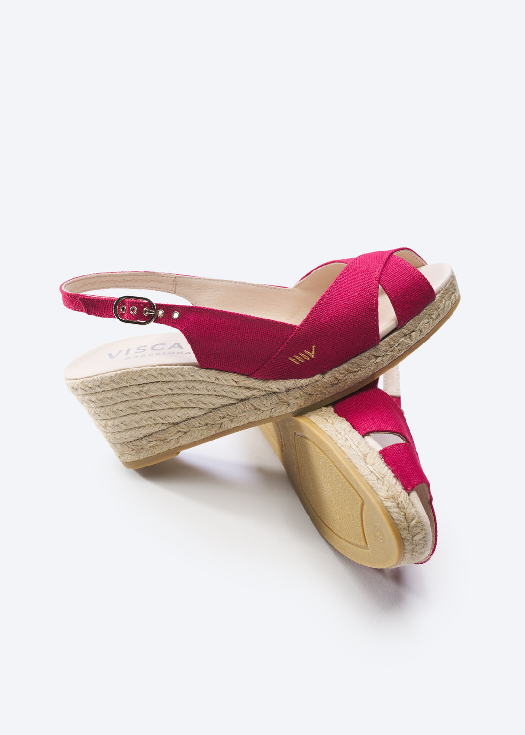 Llansa Crossed Open Toe Limited Edition Cherry Canvas Slingback Women Espadrille Medium Wedges