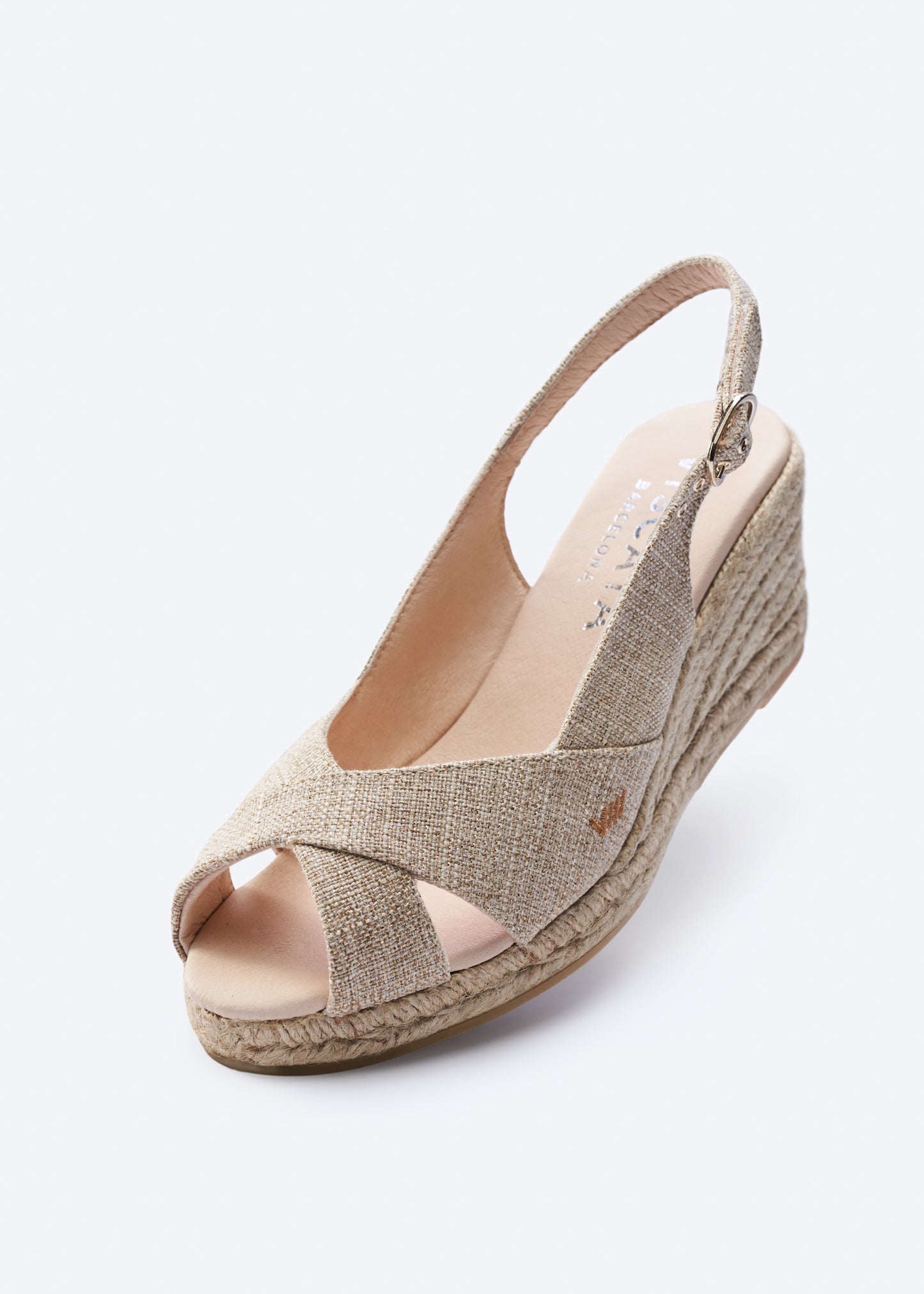 Llansa Crossed Open Toe Limited Edition Gold Canvas Slingback Women Espadrille Medium Wedges