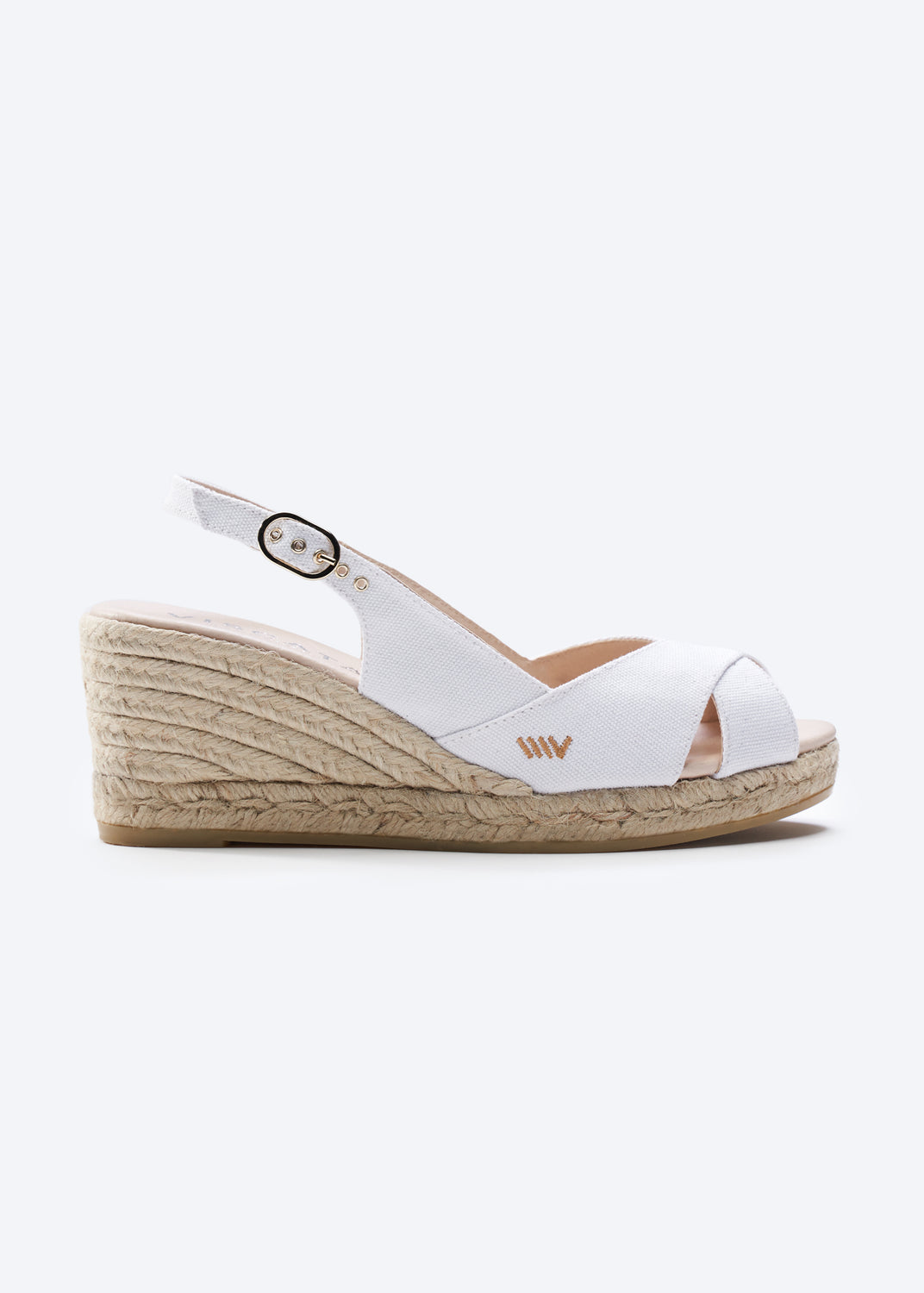 Llansa Crossed Open Toe Limited Edition White Canvas Slingback Women Espadrille Wedge