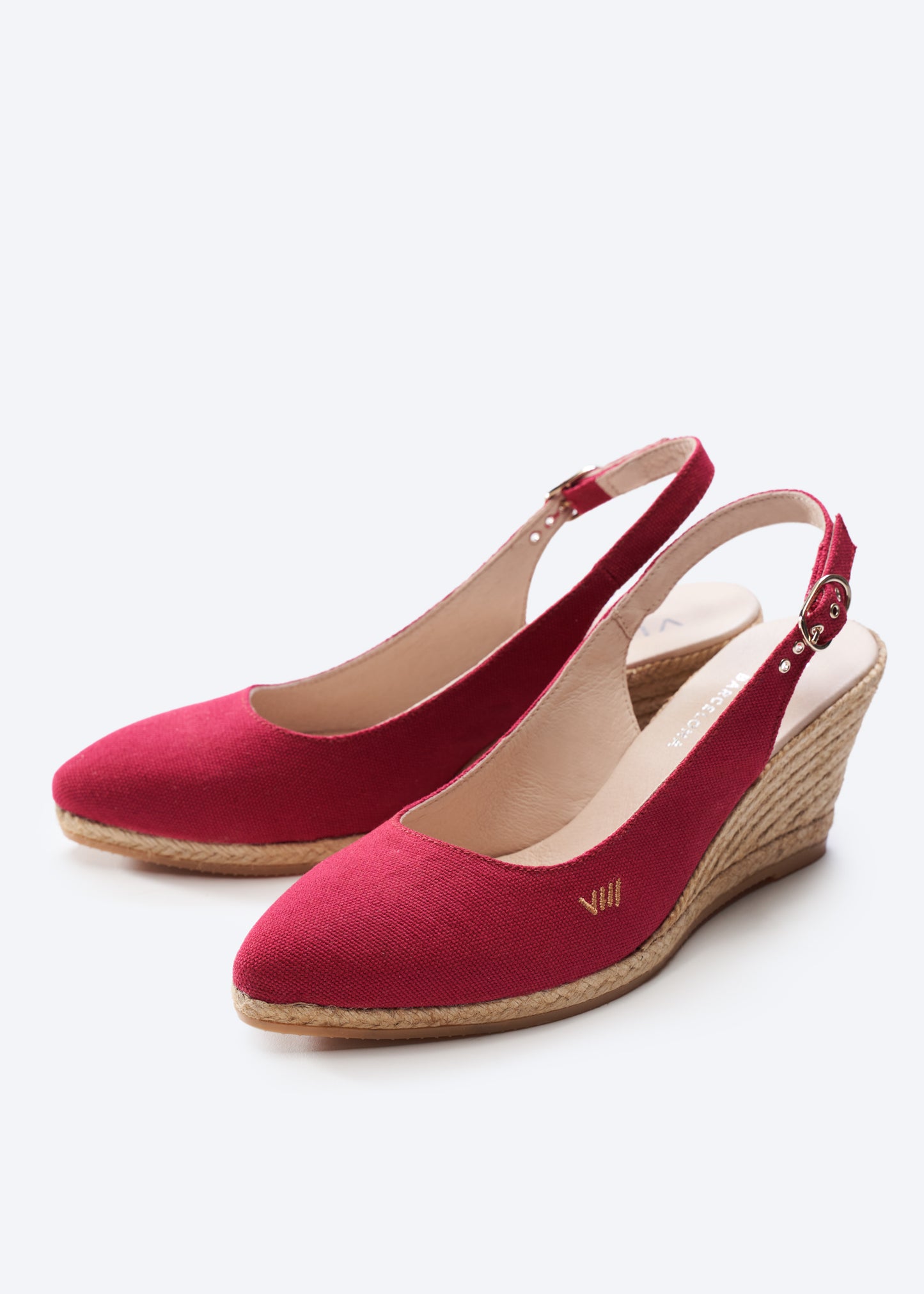 Palomera Limited Edition Cherry Canvas Slingback Women Espadrille Medium Wedges