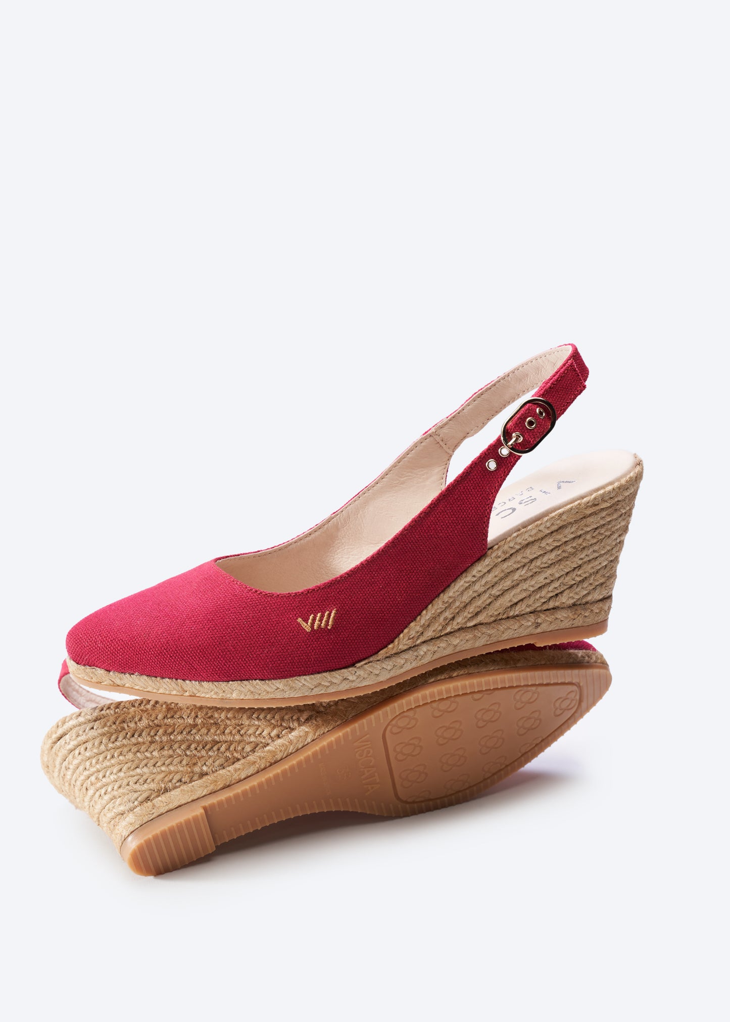 Palomera Limited Edition Cherry Canvas Slingback Women Espadrille Medium Heel Wedges