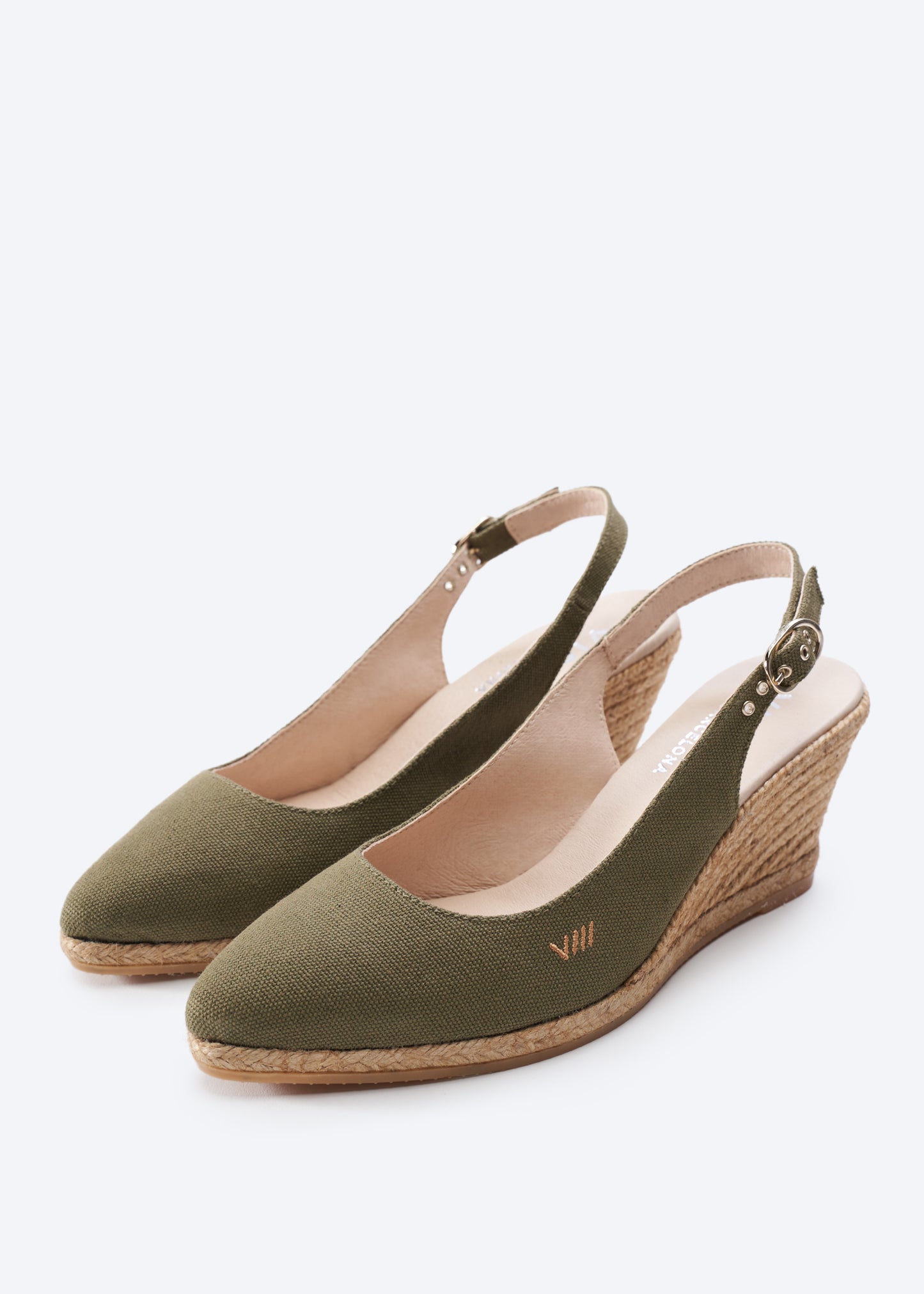 Palomera Limited Edition Olive Canvas Slingback Women Espadrille Medium Wedges