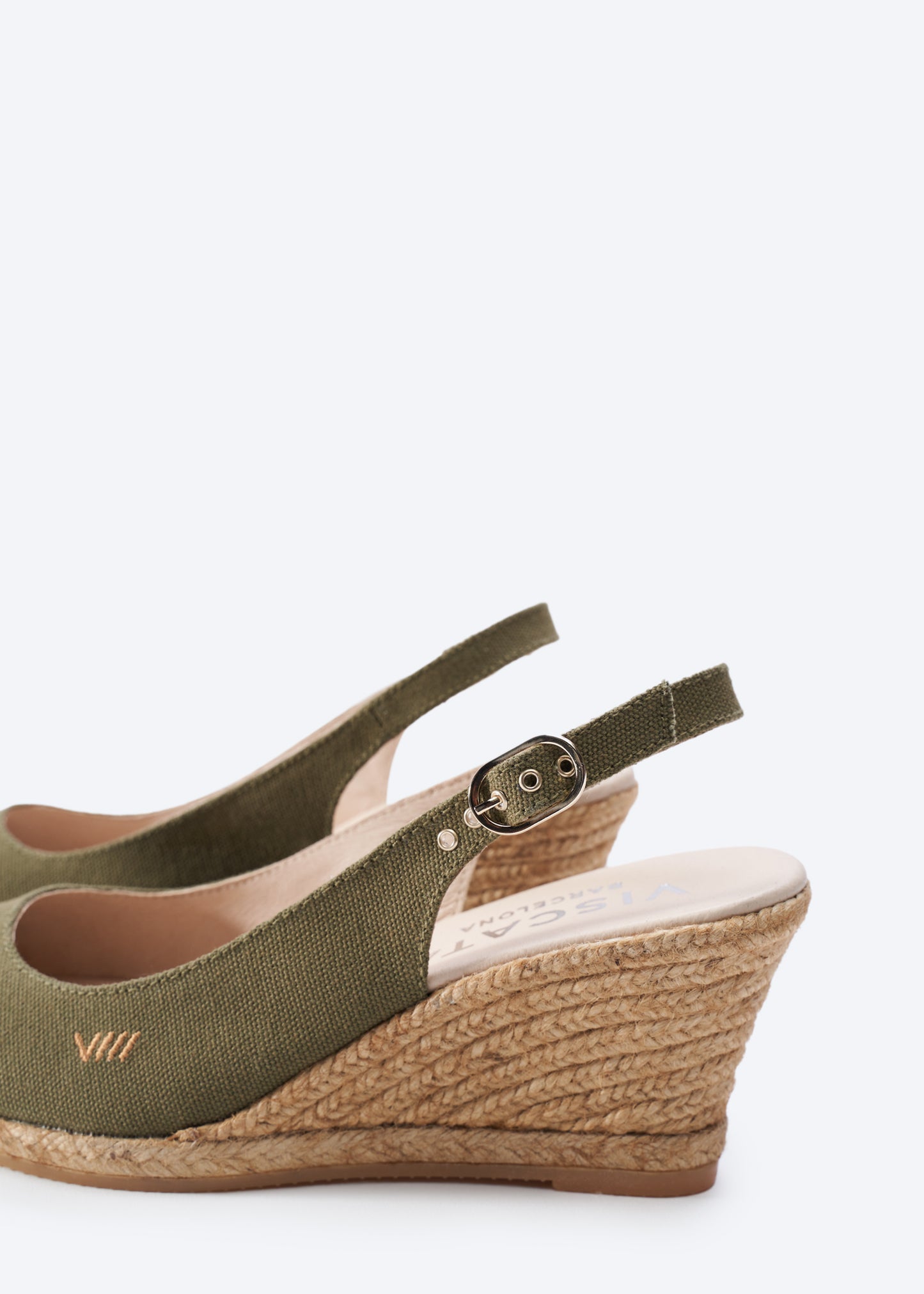 Palomera Limited Edition Olive Canvas Slingback Women Espadrille Wedges Back Detail