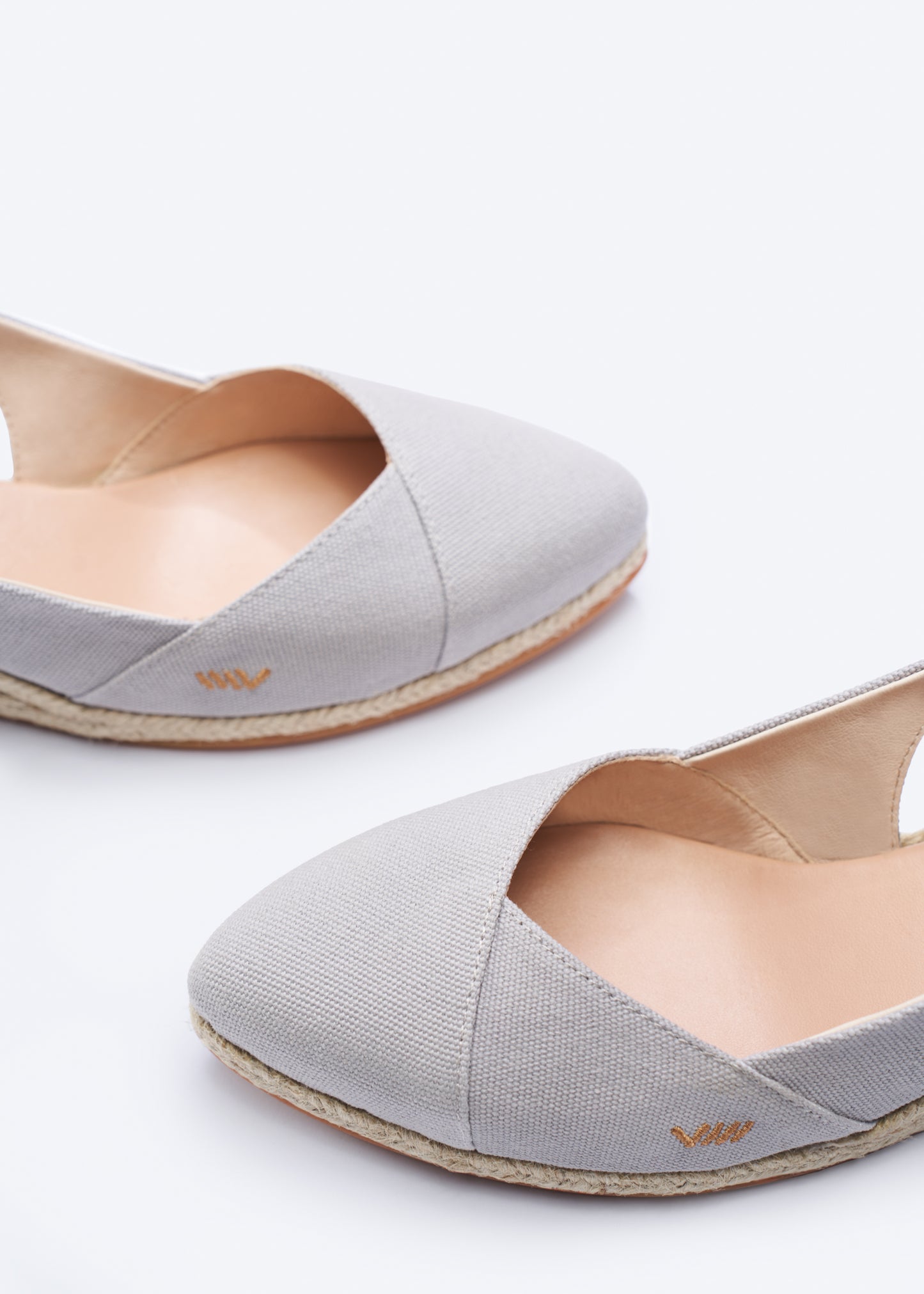 Premia Ash Grey Canvas Slingback Women Espadrille Closed Toe Wedges