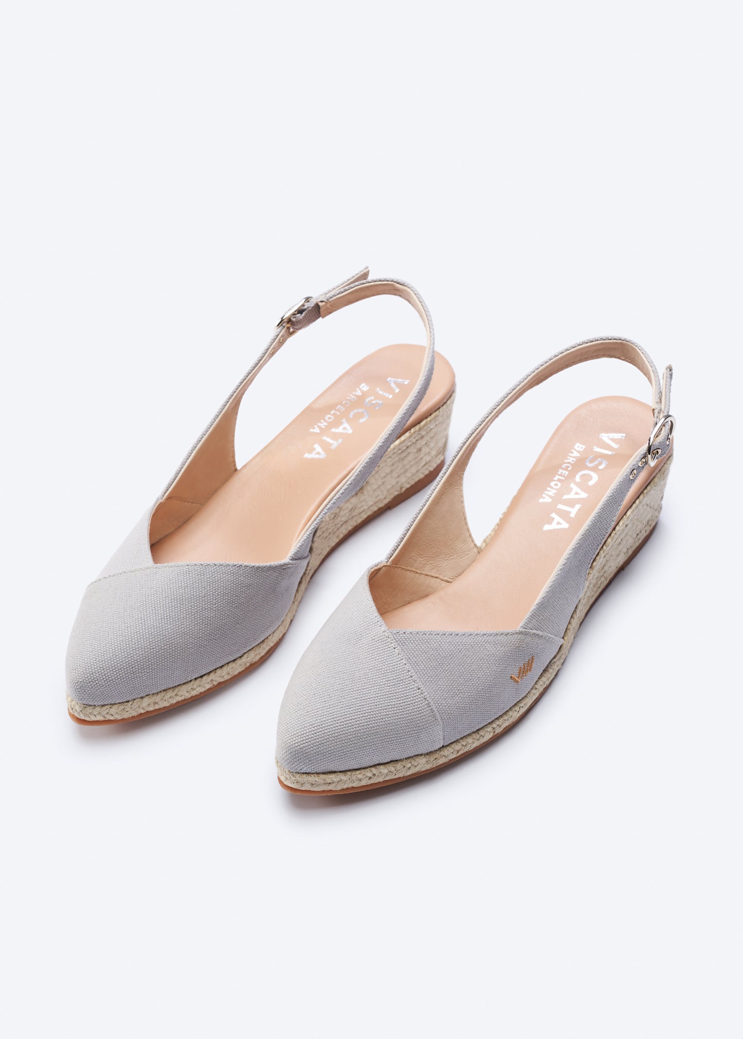 Premia Ash Grey Canvas Slingback Women Espadrille Low Wedges