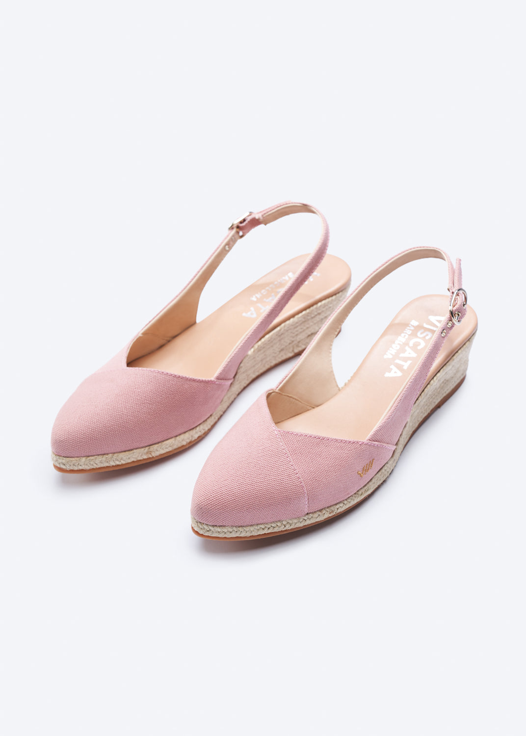 Premia Limited Edition Pink Canvas Slingback Women Espadrille Loe Heel Wedges