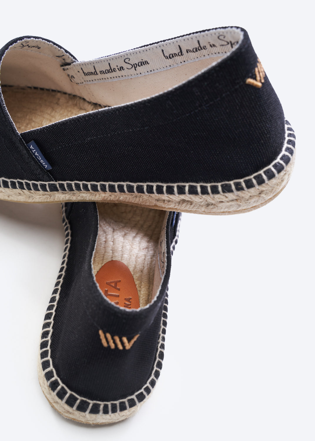 Sitges Black Canvas Slip On Men Espadrilles Back Detail