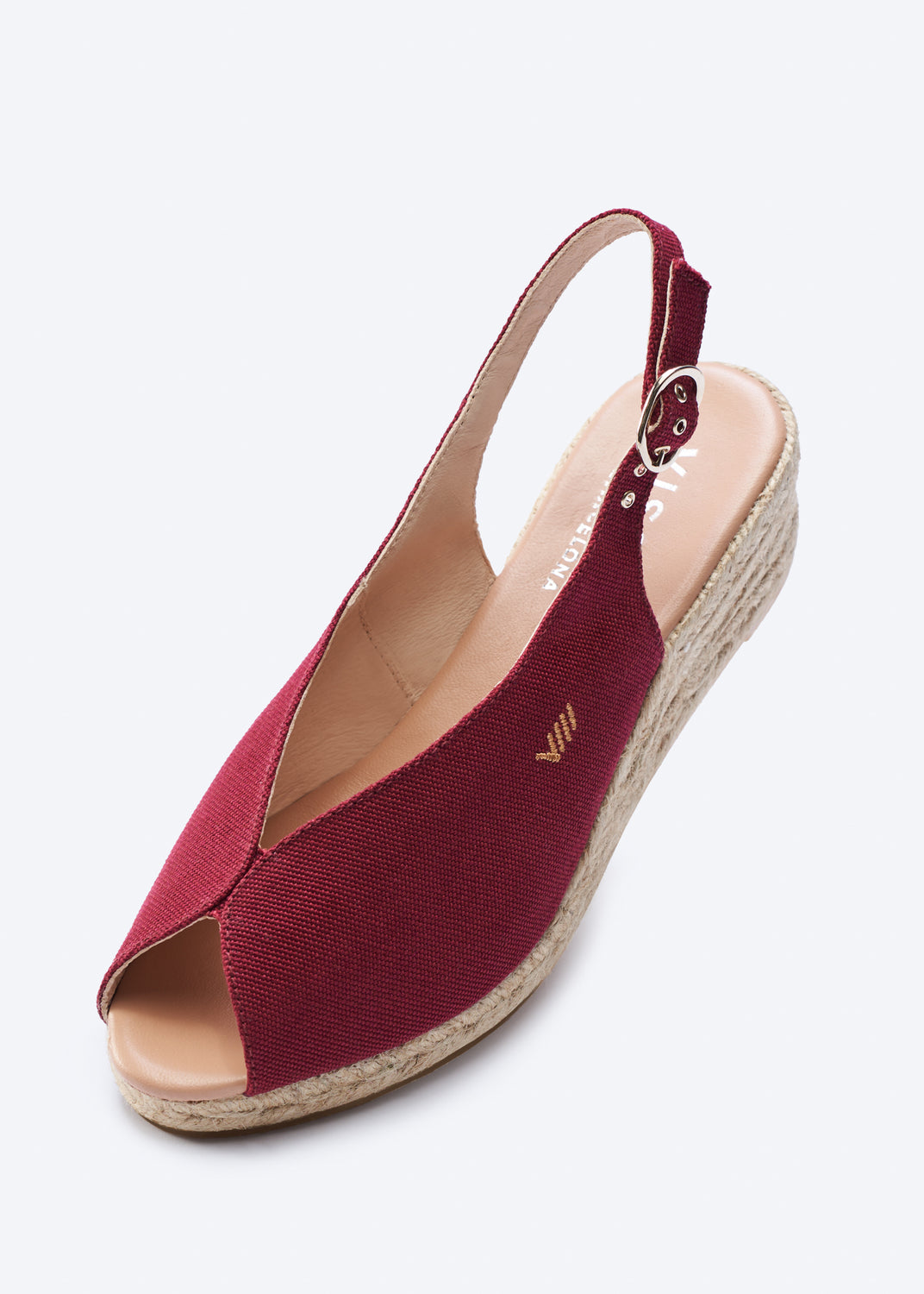 Verneda Limited Edition Garnet Canvas Slingback Women Espadrille Low Heel Wedge