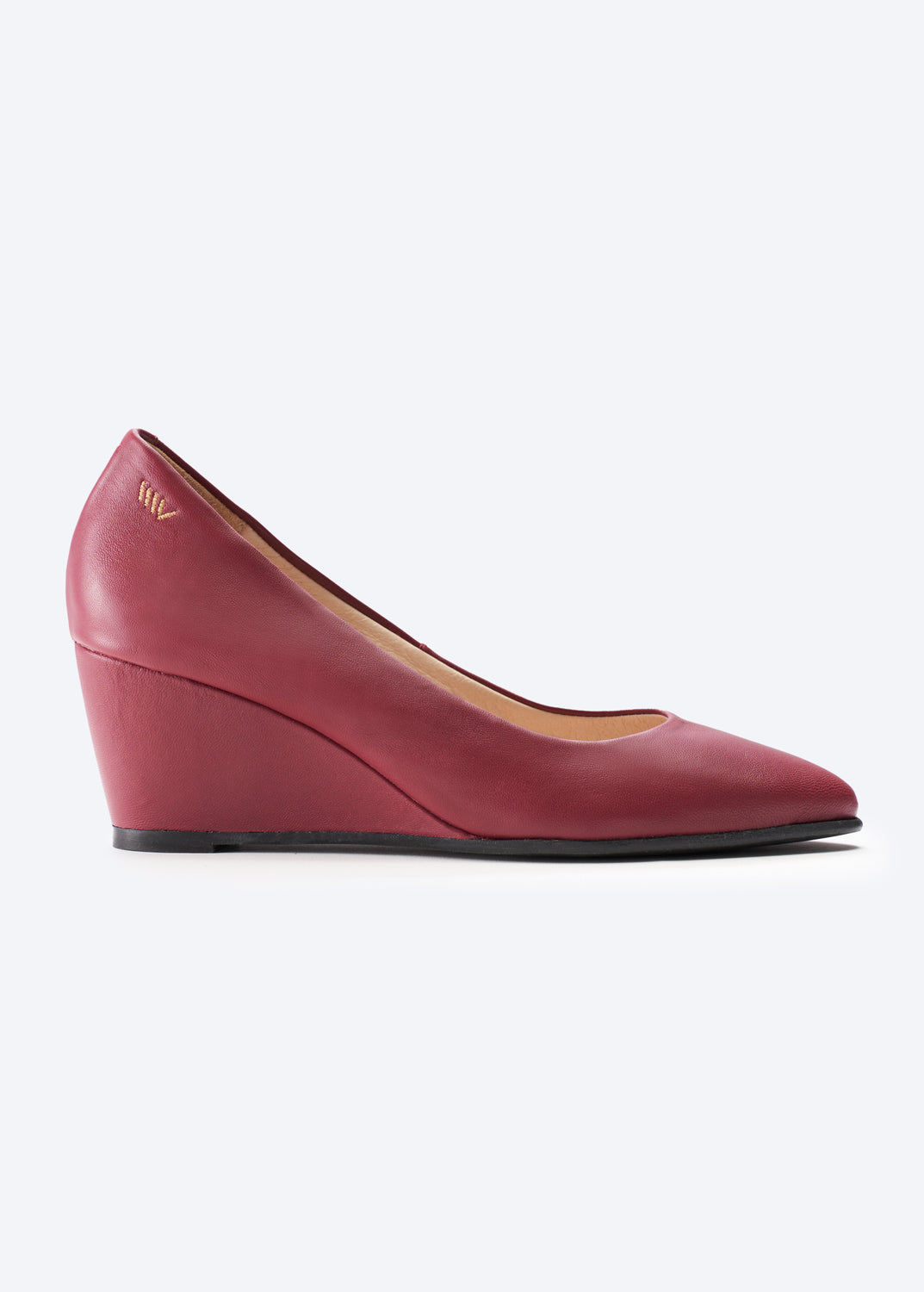 Verona Burgundy Leather Slip On Women Wedge