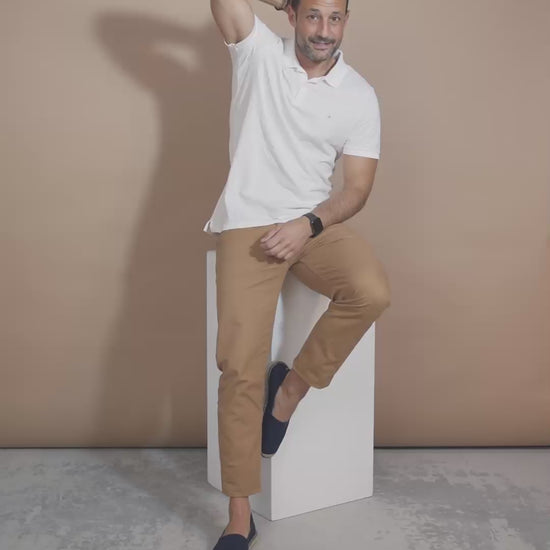 Man Wearing Portbou Canvas Navy Blue Men's Espadrilles