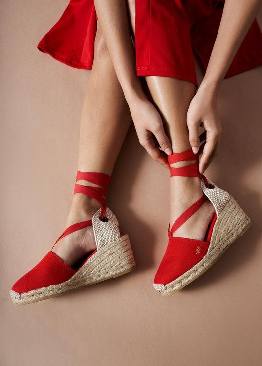 Fashion espadrille sandals red