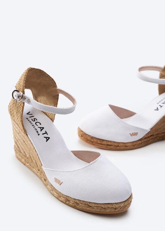 White on sale canvas wedges