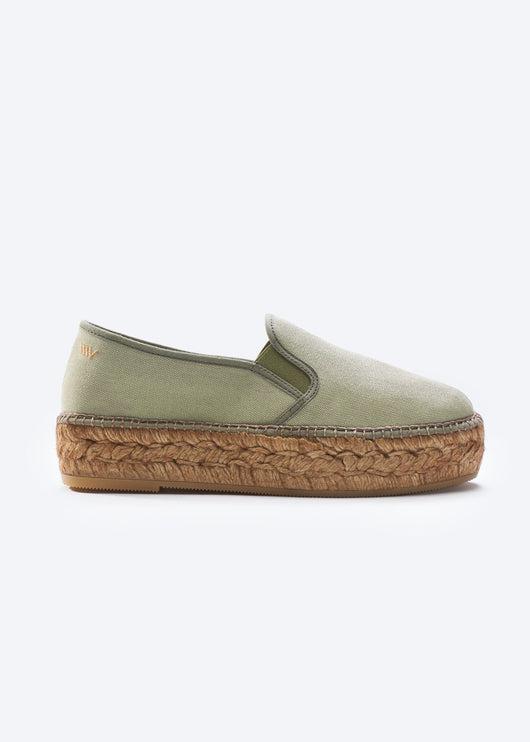 Castell Limited Edition Canvas Espadrille Platforms Sage Green