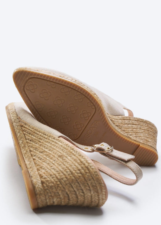 Buckled Espadrille Wedges - Brown